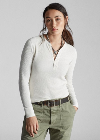 Dámské Henley Ralph Lauren Slim Waffle-Knit Cotton - 52479-TMEC